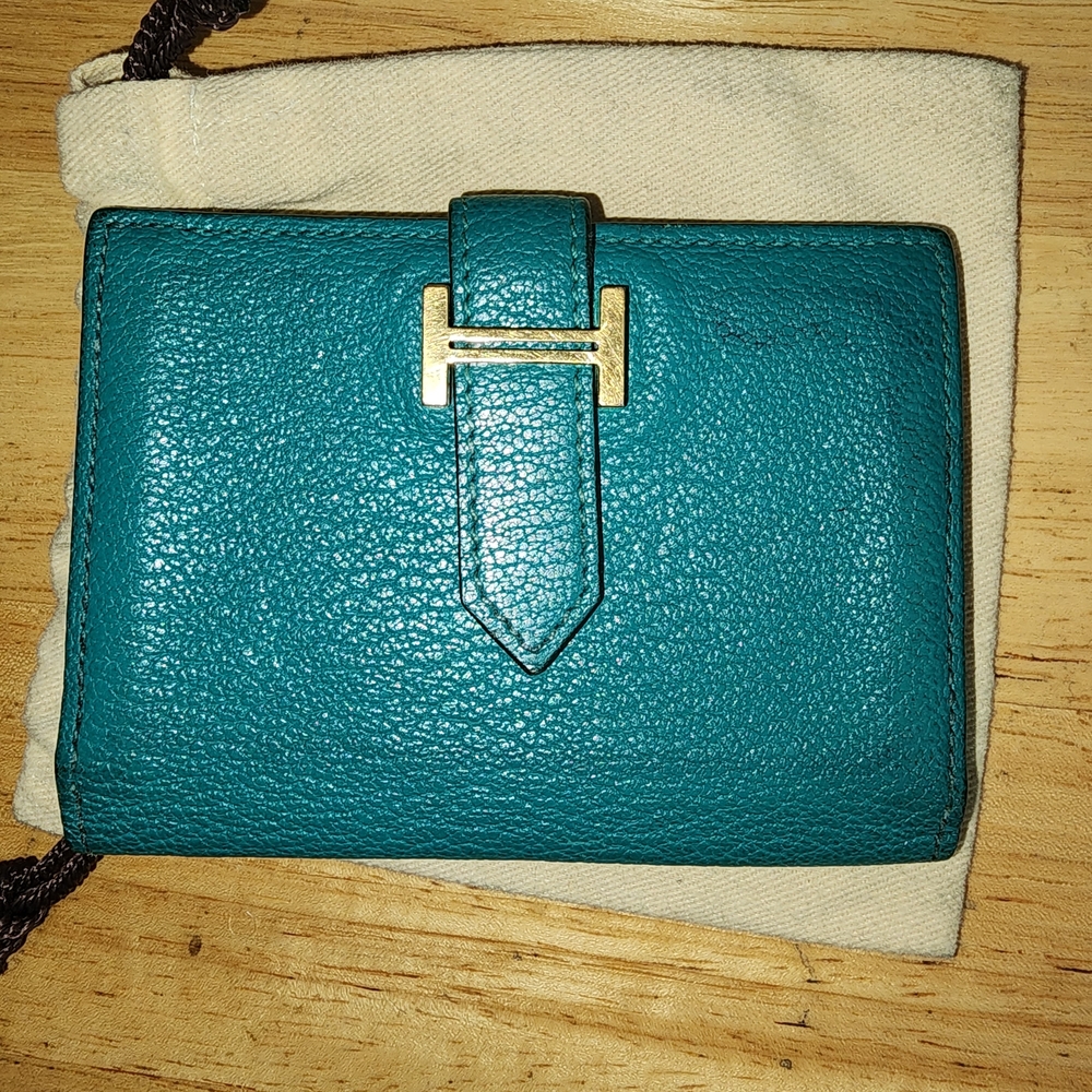 Hermès Bearn Mini Wallet Card Holder Green